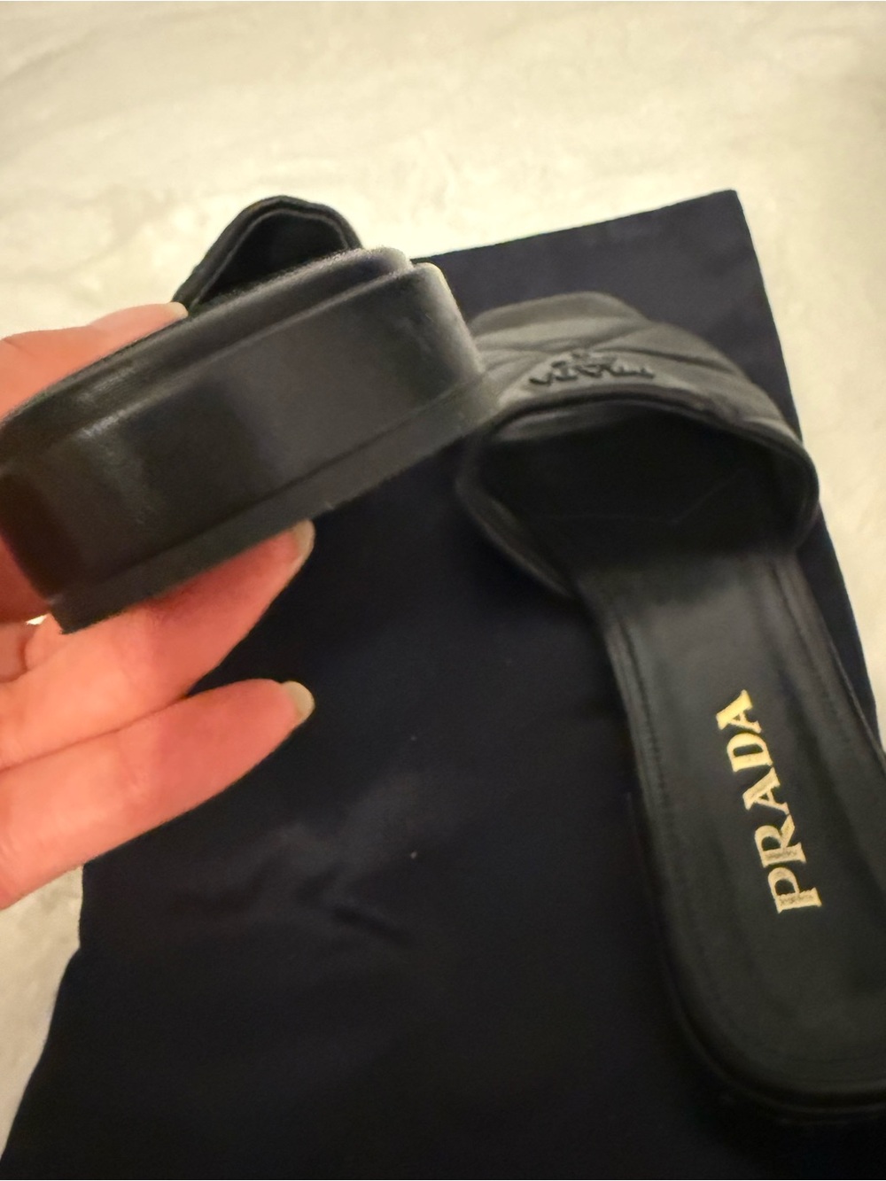 Prada Black Quilted Leather Slide Mules - Picture 6 of 12